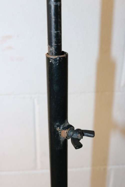 Two awesome tall extendable black wrought iron three-candle candle stands - bid/stand - RS17Sale
