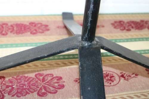 Two awesome tall extendable black wrought iron three-candle candle stands - bid/stand - RS17Sale