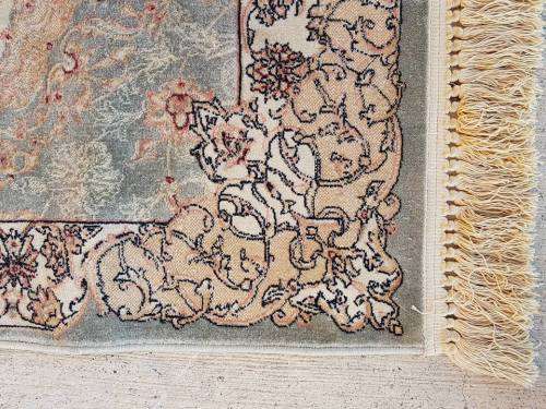 Two lovely navy blue and beige "Silky Shiraaz" carpets with a stunning patterns - price/carpet