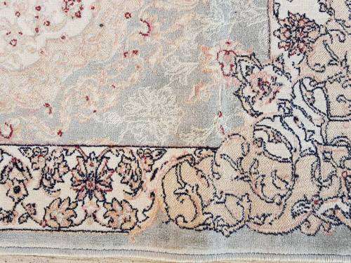 Two lovely navy blue and beige "Silky Shiraaz" carpets with a stunning patterns - price/carpet