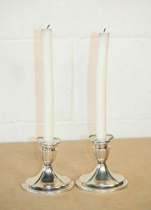 A beautiful pair of vintage (Danish made) silver plated candle holders in wonderful condition