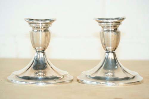 A beautiful pair of vintage (Danish made) silver plated candle holders in wonderful condition