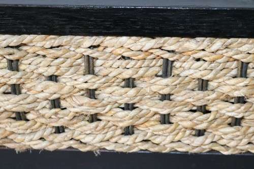 A beautiful wicker & ebony-stained wooden coffee table; perfect for a patio/ living room - RS17Sale