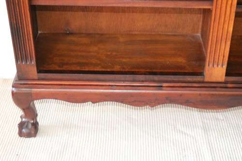 A magnificent vintage solid Imbuia ball and claw bookcase w ample shelf space - perfect for a study!