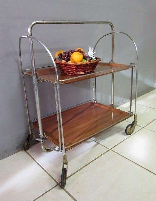 A lovely vintage drinks/ tea trolley on castors - folds up for easy storage/ transport