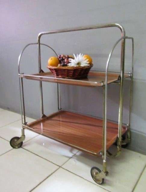 A lovely vintage drinks/ tea trolley on castors - folds up for easy storage/ transport