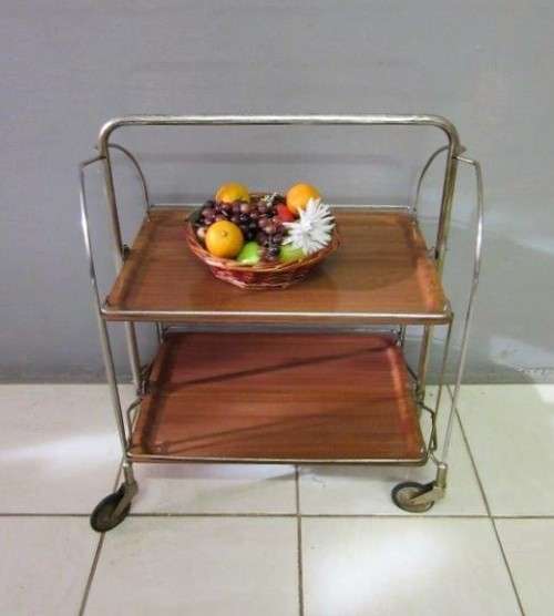 A lovely vintage drinks/ tea trolley on castors - folds up for easy storage/ transport