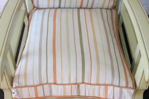 Two stunning wicker back ball & claw armchairs w soft green paint technique & cushions - price/chair