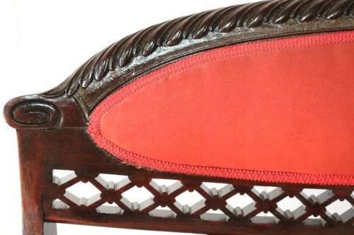A fantastic antique Edwardian "duet parlour settee" couch w magnificent carved detailing - stunning!
