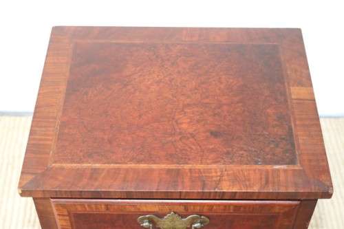 A beautiful antique walnut Queen Anne night pedestal cabinet with a brass handle - lovely!