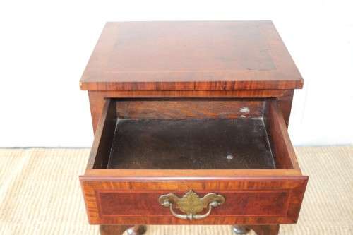 A beautiful antique walnut Queen Anne night pedestal cabinet with a brass handle - lovely!