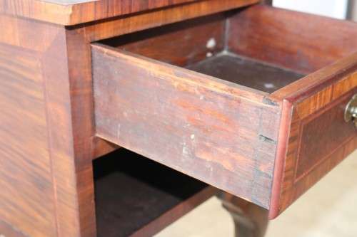 A beautiful antique walnut Queen Anne night pedestal cabinet with a brass handle - lovely!
