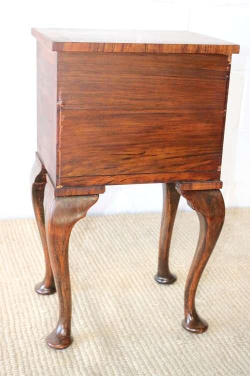 A beautiful antique walnut Queen Anne night pedestal cabinet with a brass handle - lovely!