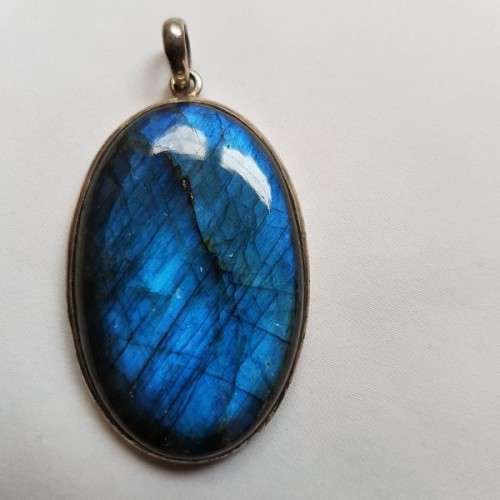 A spectacular LARGE "Labradorite" and sterling silver pendant in beautiful condition = Wow!!!