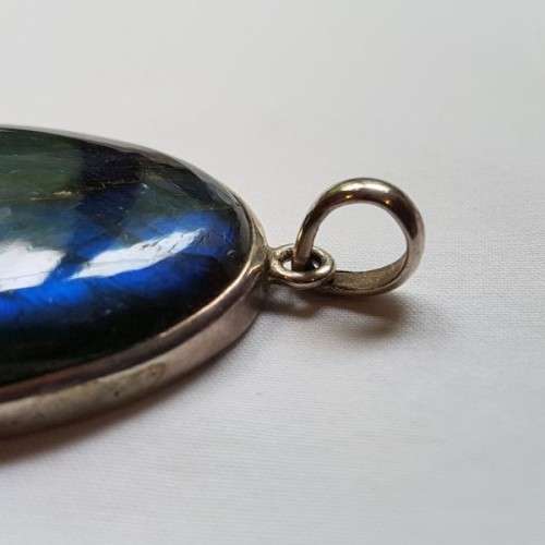 A spectacular LARGE "Labradorite" and sterling silver pendant in beautiful condition = Wow!!!