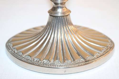 2 beautiful vintage English made "Falstaff" silver plated candle holders w stunning ornate detaining