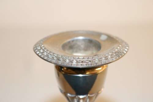 2 beautiful vintage English made "Falstaff" silver plated candle holders w stunning ornate detaining