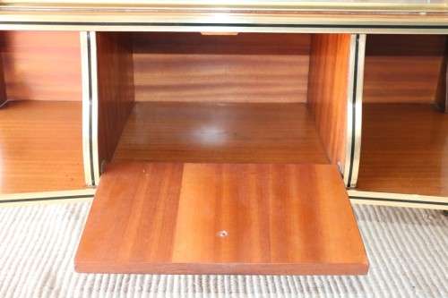 An amazing vintage c1970's Retro display cabinet with double glass sliding doors & glass shelves