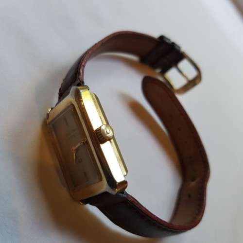 An awesome vintage "Bulova Accutron" ladies gold plated wrist watch with a leather strap