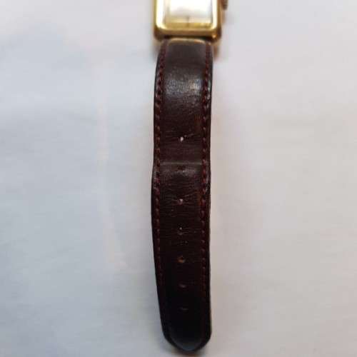 An awesome vintage "Bulova Accutron" ladies gold plated wrist watch with a leather strap