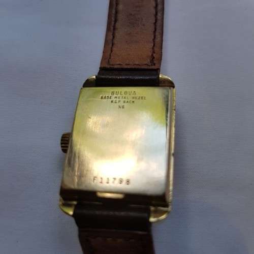 An awesome vintage "Bulova Accutron" ladies gold plated wrist watch with a leather strap