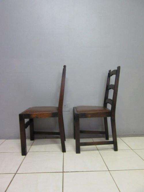 Two stunning solid Teak ladder back dining chairs, great occasional chairs - bid/chair - RS17Sale