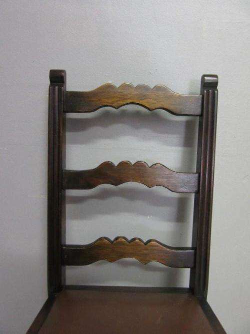 Two stunning solid Teak ladder back dining chairs, great occasional chairs - bid/chair - RS17Sale