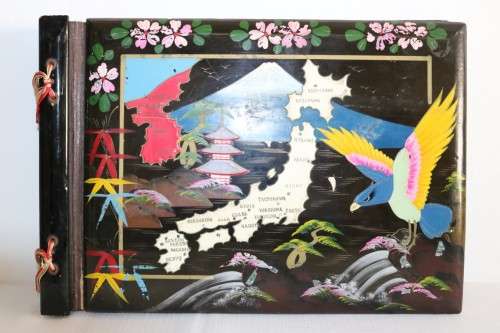 **RS17** A stunning Oriental black picture/ photo album with beautiful traditional art on the front