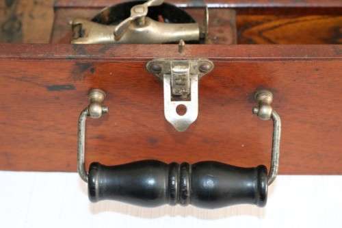 An awesome antique (c1930) "Ellams Duplicators" mimeograph in a cabinet with the original roller
