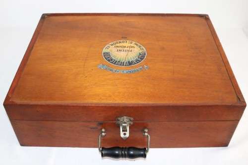 An awesome antique (c1930) "Ellams Duplicators" mimeograph in a cabinet with the original roller