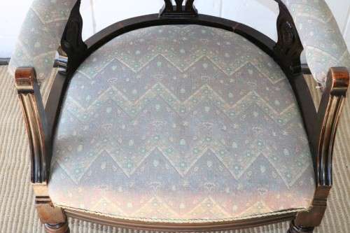 A superb antique Edwardian upholstered library armchair on its original castors - amazing!