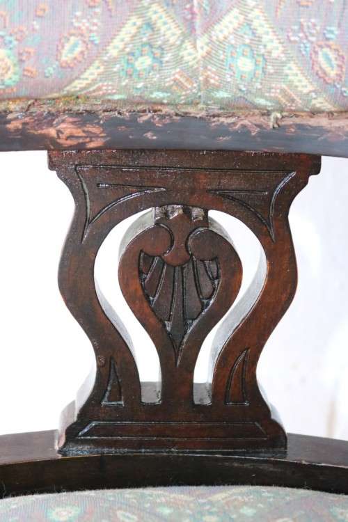 A superb antique Edwardian upholstered library armchair on its original castors - amazing!