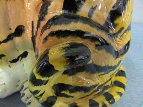 A lovely large Italian vintage (c.1970) ornamental ceramic display figurine of a growling tiger