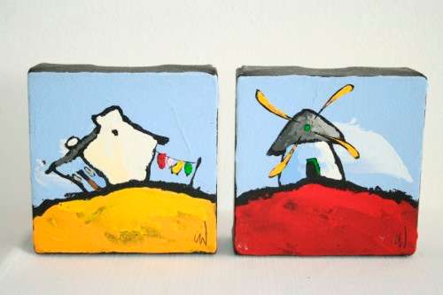 A pair of stunning and very vibrant original signed oil on canvas paintings by artist Claire Walker