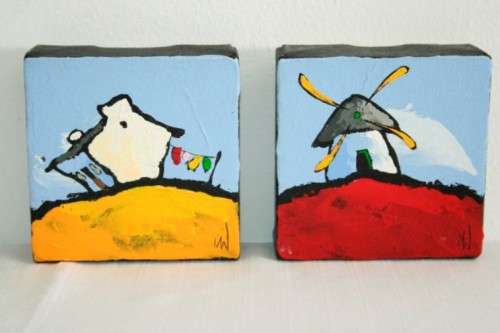 A pair of stunning and very vibrant original signed oil on canvas paintings by artist Claire Walker