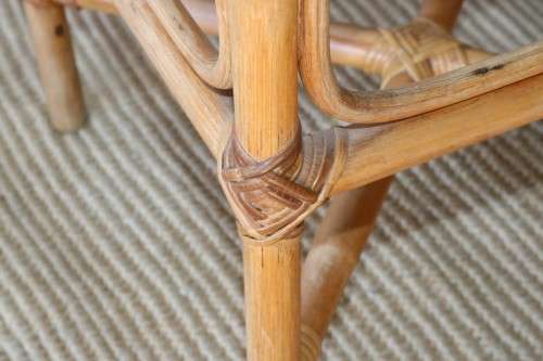 Two charming cane side tables with glass tops - great in a holiday home - price/table - RS17Sale