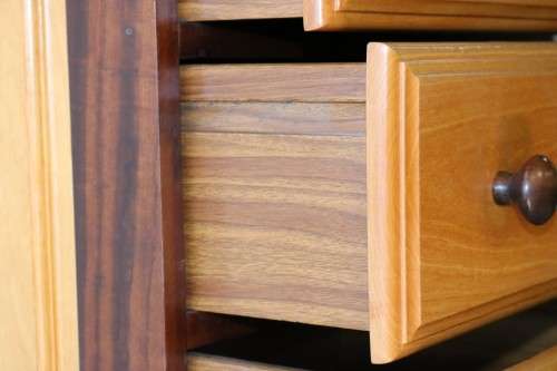 A fantastic tall solid yellowwood and imbuia "tallboy" chest of drawers in stunning condition