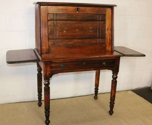 A spectacular 19th Century antique Oak drop-leaf, fall-top "plantation desk" with turned legs - WOW!