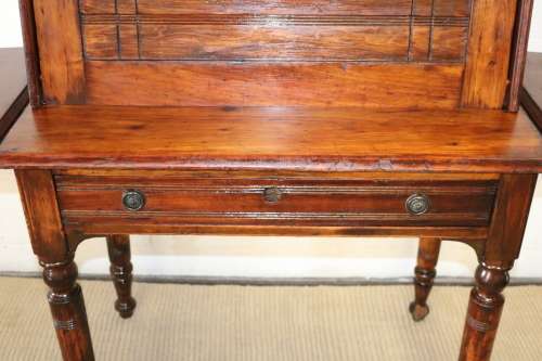 A spectacular 19th Century antique Oak drop-leaf, fall-top "plantation desk" with turned legs - WOW!