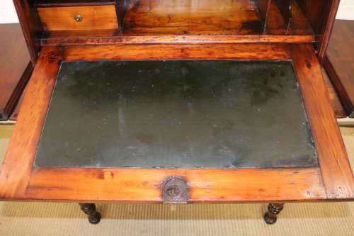 A spectacular 19th Century antique Oak drop-leaf, fall-top "plantation desk" with turned legs - WOW!