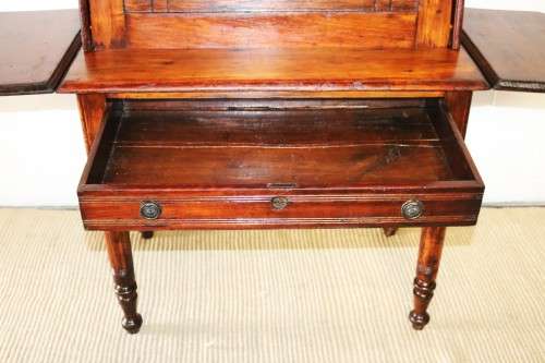A spectacular 19th Century antique Oak drop-leaf, fall-top "plantation desk" with turned legs - WOW!