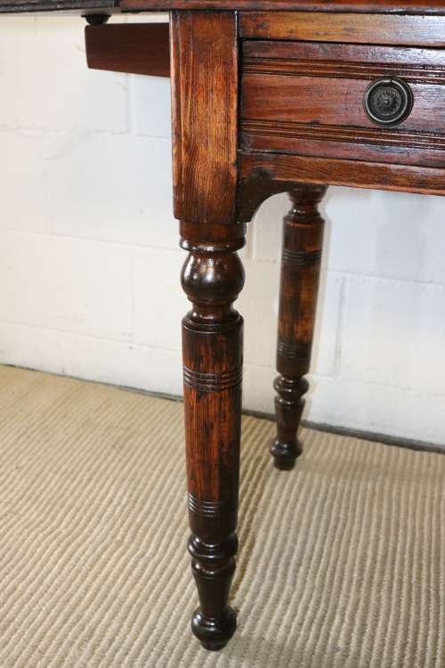 A spectacular 19th Century antique Oak drop-leaf, fall-top "plantation desk" with turned legs - WOW!