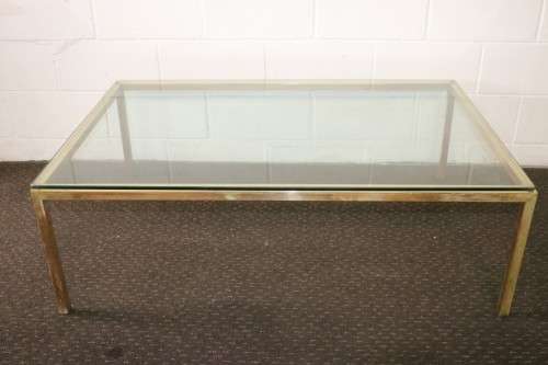 A stunning size brass and glass top coffee table - stunning in a retro lounge or entrance - RS17Sale