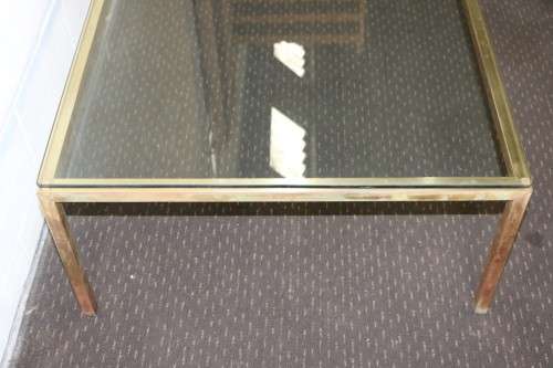 A stunning size brass and glass top coffee table - stunning in a retro lounge or entrance - RS17Sale