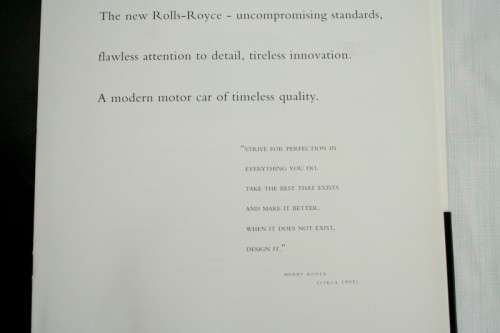 An amazing 1995 Rolls Royce Marques brochure with "Teaser" cards and a comprehensive spec card