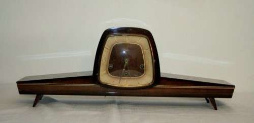 An incredibly vintage German "Urgos" Westminster chime mantle clock w/ balance wheel movement RS17CL