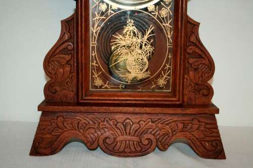 A beautiful & rare hand carved antique New Haven Clock "Gingerbread" shelf mantle clock - RS17CL