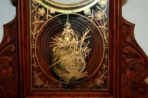 A beautiful & rare hand carved antique New Haven Clock "Gingerbread" shelf mantle clock - RS17CL