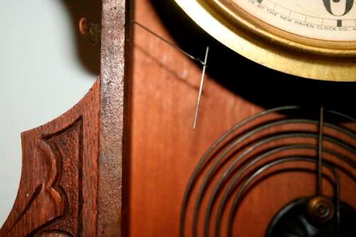 A beautiful & rare hand carved antique New Haven Clock "Gingerbread" shelf mantle clock - RS17CL