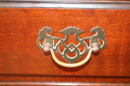 A remarkable vintage Mahogany "Regency" Queen Anne fall-top writing bureau with a large drawer